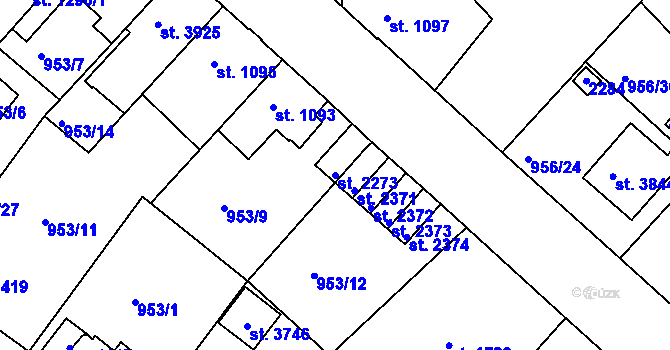 Parcela st. 2273 v KÚ Náchod, Katastrální mapa