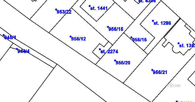 Parcela st. 2274 v KÚ Náchod, Katastrální mapa