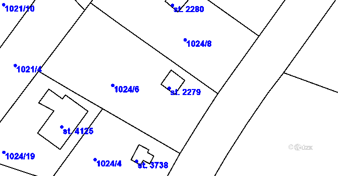 Parcela st. 2279 v KÚ Náchod, Katastrální mapa