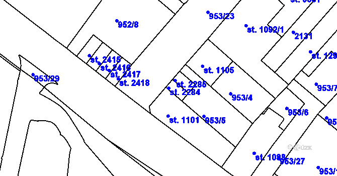 Parcela st. 2284 v KÚ Náchod, Katastrální mapa