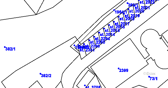 Parcela st. 2296 v KÚ Náchod, Katastrální mapa