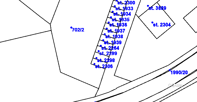 Parcela st. 2299 v KÚ Náchod, Katastrální mapa