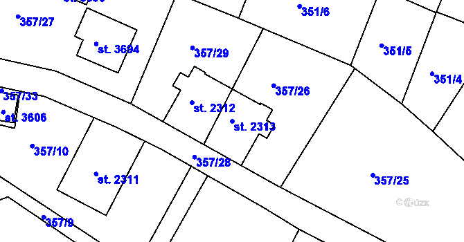 Parcela st. 2313 v KÚ Náchod, Katastrální mapa