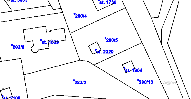 Parcela st. 2320 v KÚ Náchod, Katastrální mapa