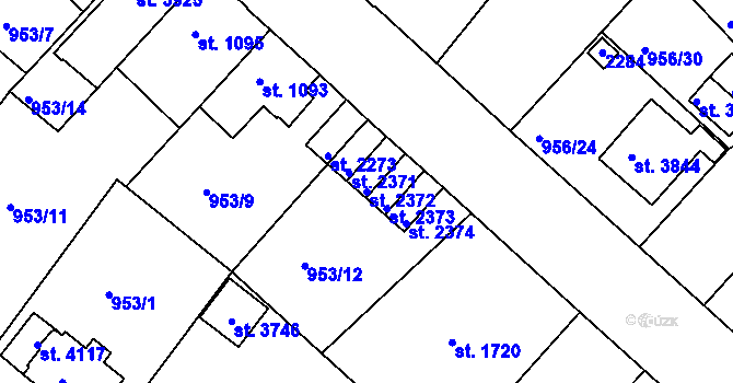 Parcela st. 2372 v KÚ Náchod, Katastrální mapa