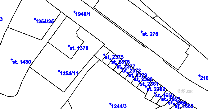 Parcela st. 2375 v KÚ Náchod, Katastrální mapa