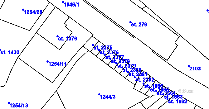Parcela st. 2377 v KÚ Náchod, Katastrální mapa
