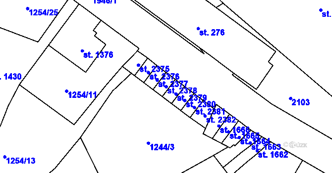Parcela st. 2378 v KÚ Náchod, Katastrální mapa