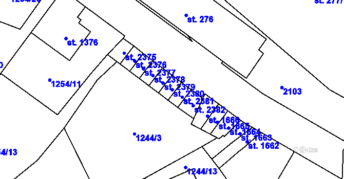 Parcela st. 2380 v KÚ Náchod, Katastrální mapa