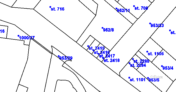 Parcela st. 2415 v KÚ Náchod, Katastrální mapa