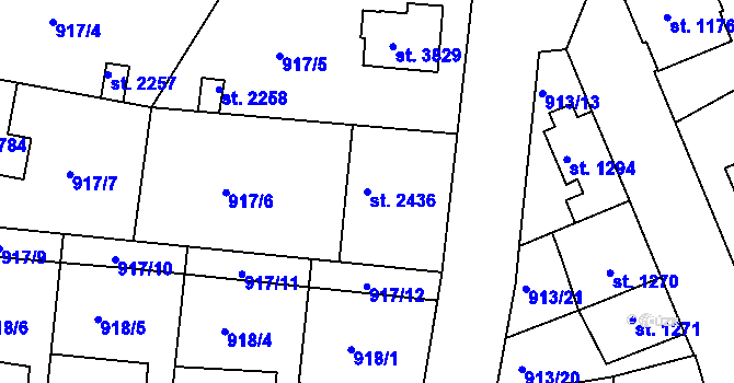 Parcela st. 2436 v KÚ Náchod, Katastrální mapa
