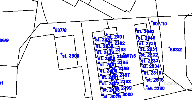 Parcela st. 2439 v KÚ Náchod, Katastrální mapa