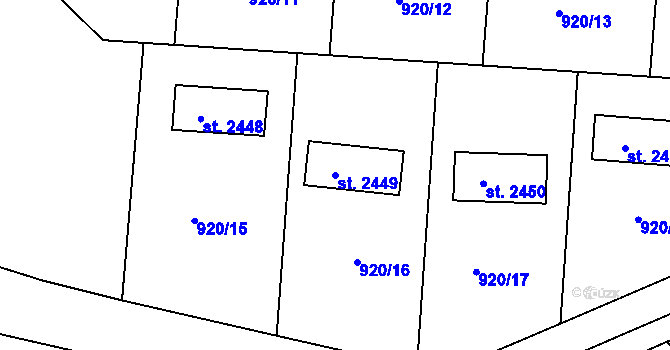 Parcela st. 2449 v KÚ Náchod, Katastrální mapa