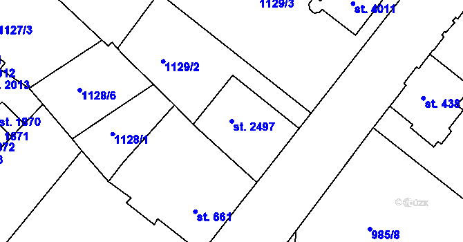 Parcela st. 2497 v KÚ Náchod, Katastrální mapa
