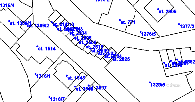 Parcela st. 2523 v KÚ Náchod, Katastrální mapa