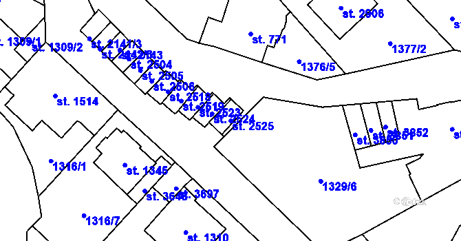 Parcela st. 2525 v KÚ Náchod, Katastrální mapa