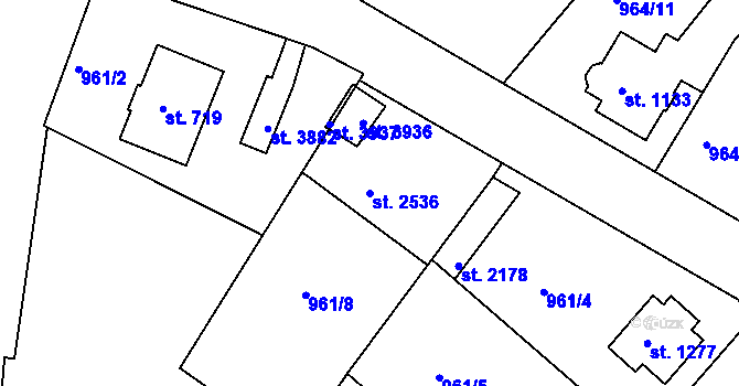 Parcela st. 2536 v KÚ Náchod, Katastrální mapa