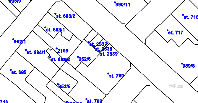 Parcela st. 2539 v KÚ Náchod, Katastrální mapa
