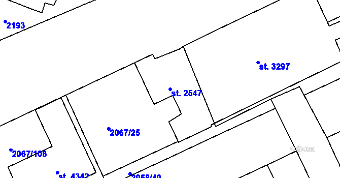 Parcela st. 2547 v KÚ Náchod, Katastrální mapa
