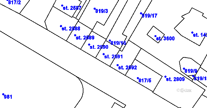 Parcela st. 2591 v KÚ Náchod, Katastrální mapa