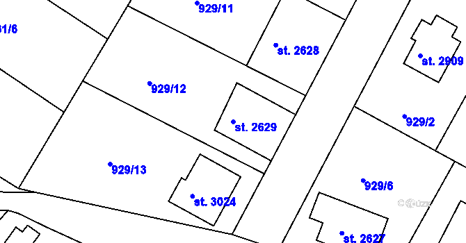 Parcela st. 2629 v KÚ Náchod, Katastrální mapa