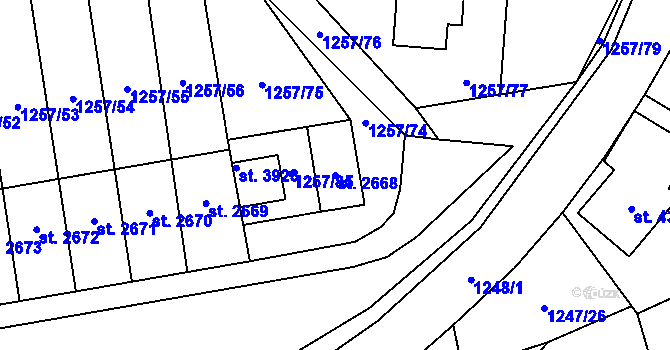 Parcela st. 2668 v KÚ Náchod, Katastrální mapa