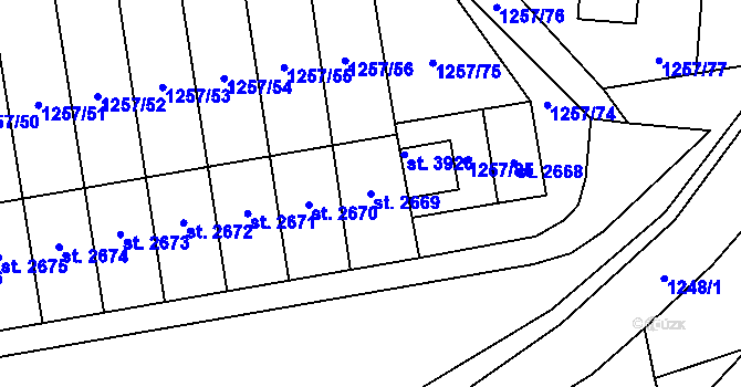 Parcela st. 2669 v KÚ Náchod, Katastrální mapa