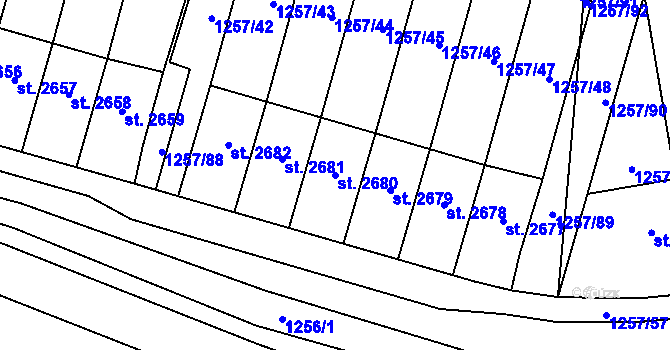 Parcela st. 2680 v KÚ Náchod, Katastrální mapa