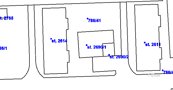 Parcela st. 2690/1 v KÚ Náchod, Katastrální mapa