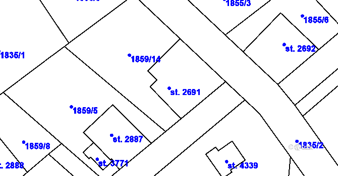 Parcela st. 2691 v KÚ Náchod, Katastrální mapa