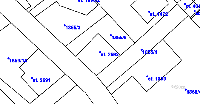 Parcela st. 2692 v KÚ Náchod, Katastrální mapa