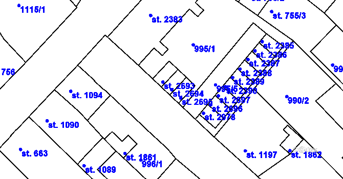 Parcela st. 2694 v KÚ Náchod, Katastrální mapa