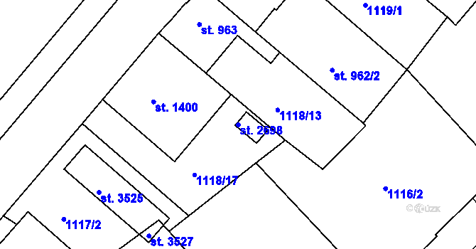 Parcela st. 2698 v KÚ Náchod, Katastrální mapa