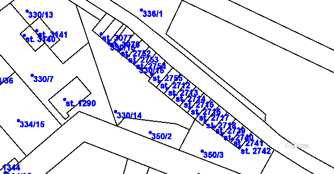 Parcela st. 2713 v KÚ Náchod, Katastrální mapa