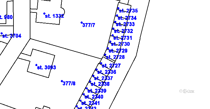 Parcela st. 2728 v KÚ Náchod, Katastrální mapa