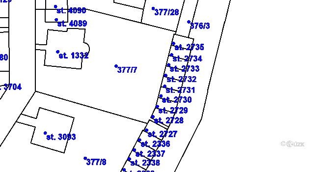 Parcela st. 2731 v KÚ Náchod, Katastrální mapa