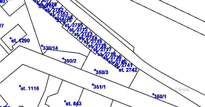 Parcela st. 2739 v KÚ Náchod, Katastrální mapa
