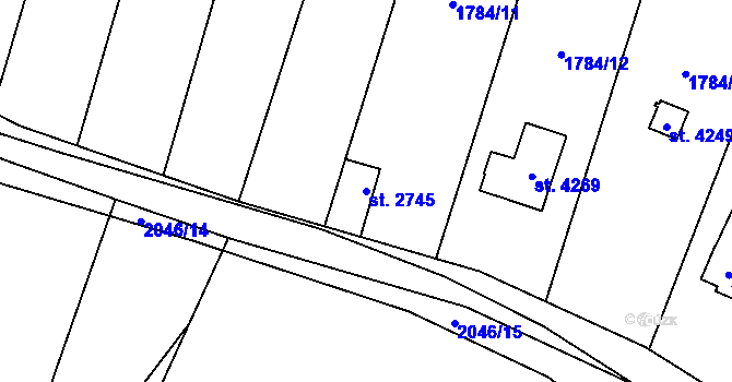 Parcela st. 2745 v KÚ Náchod, Katastrální mapa