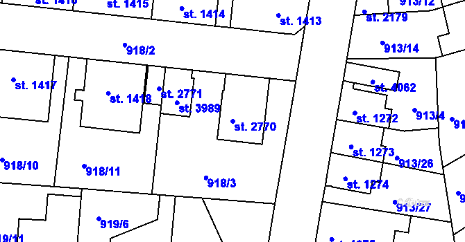 Parcela st. 2770 v KÚ Náchod, Katastrální mapa