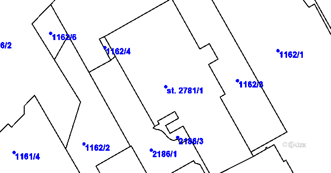 Parcela st. 2781/1 v KÚ Náchod, Katastrální mapa