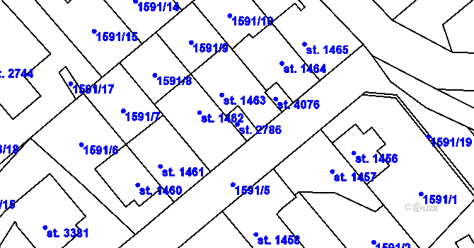 Parcela st. 2786 v KÚ Náchod, Katastrální mapa