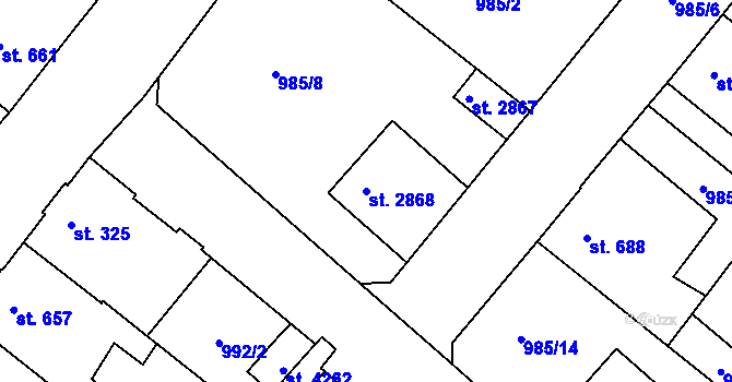 Parcela st. 2868 v KÚ Náchod, Katastrální mapa
