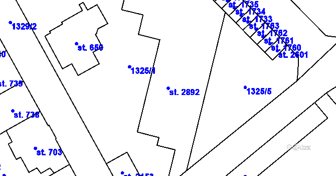 Parcela st. 2892 v KÚ Náchod, Katastrální mapa