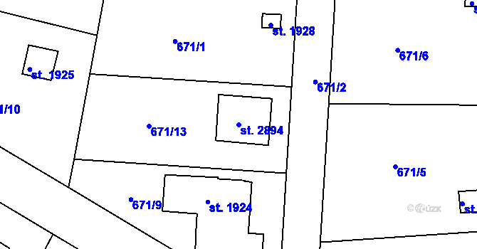 Parcela st. 2894 v KÚ Náchod, Katastrální mapa