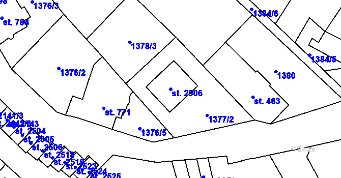 Parcela st. 2906 v KÚ Náchod, Katastrální mapa