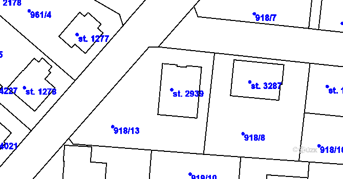 Parcela st. 2939 v KÚ Náchod, Katastrální mapa