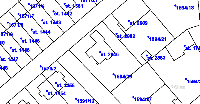 Parcela st. 2946 v KÚ Náchod, Katastrální mapa