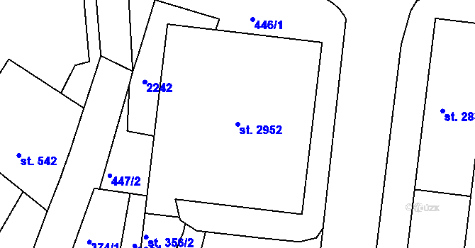 Parcela st. 2952 v KÚ Náchod, Katastrální mapa