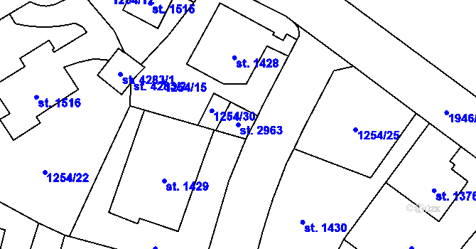 Parcela st. 2963 v KÚ Náchod, Katastrální mapa