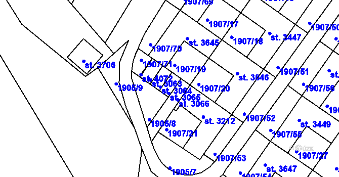 Parcela st. 3065 v KÚ Náchod, Katastrální mapa